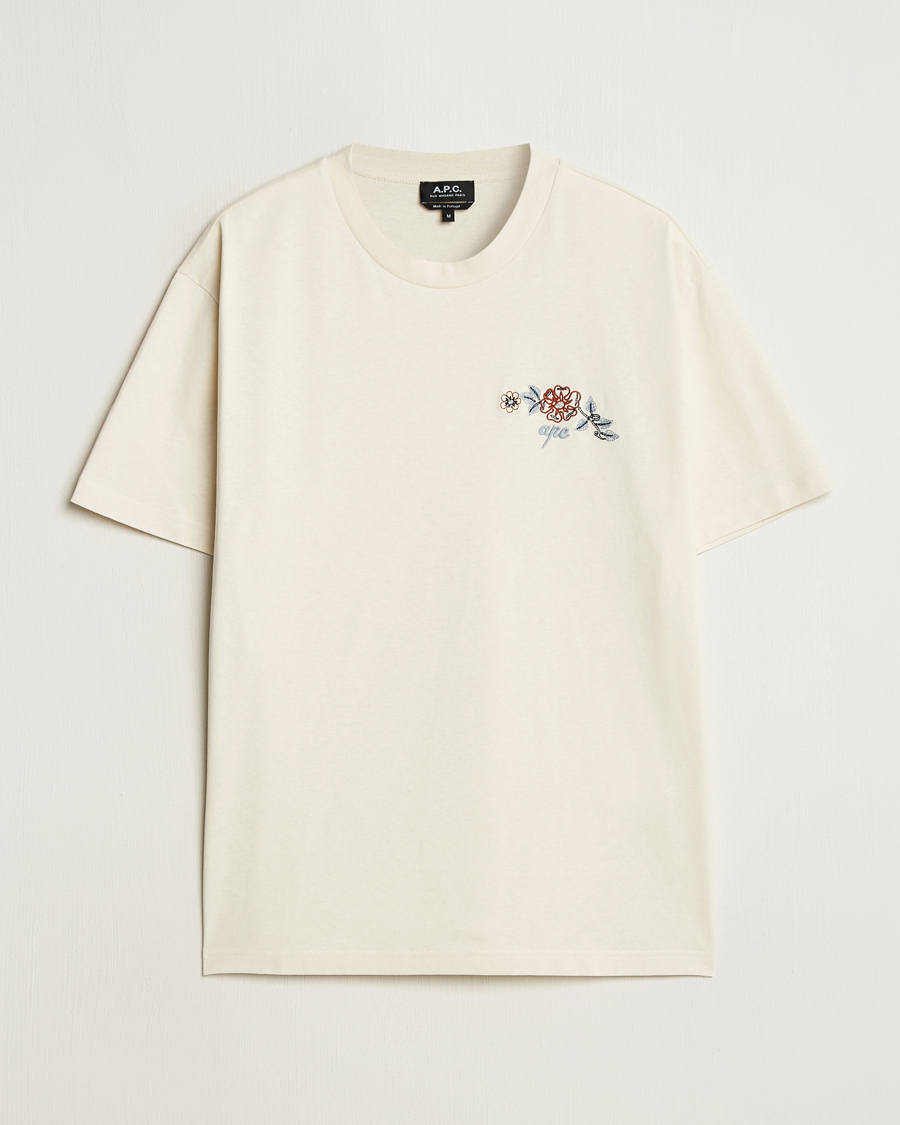 Hombres | Camisetas | A.P.C. | Oscar Embroidered T-Shirt Ecru