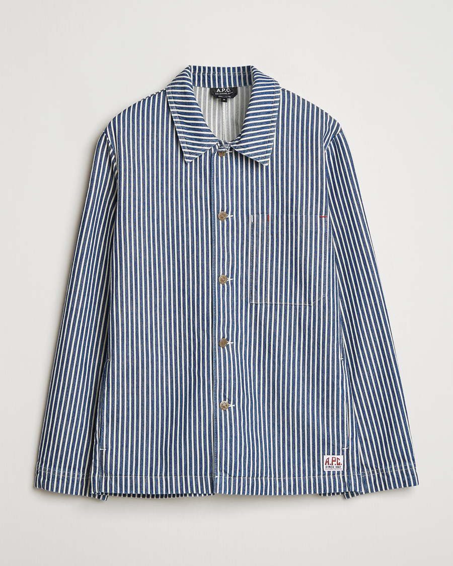 Hombres | Camisas | A.P.C. | Raphael Hickory Striped Overshirt Blue/White