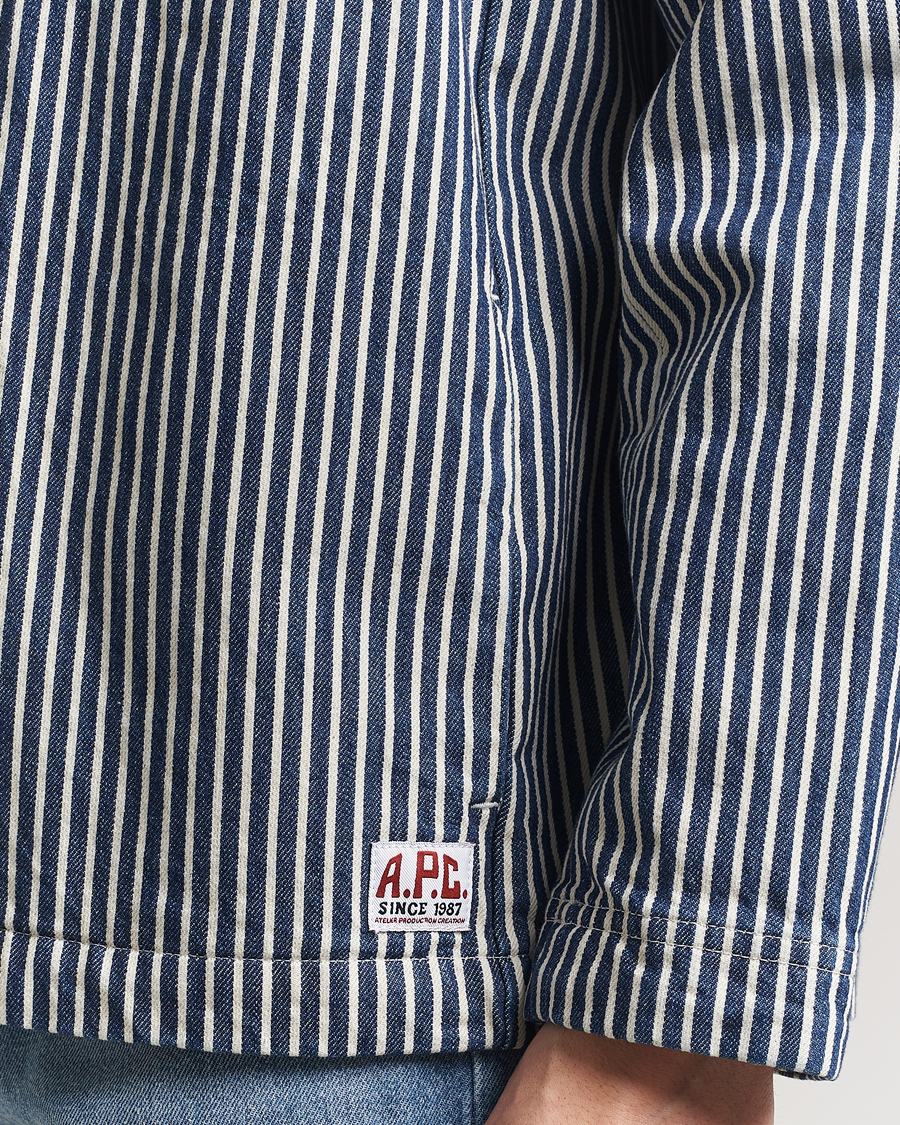 Hombres | Camisas | A.P.C. | Raphael Hickory Striped Overshirt Blue/White