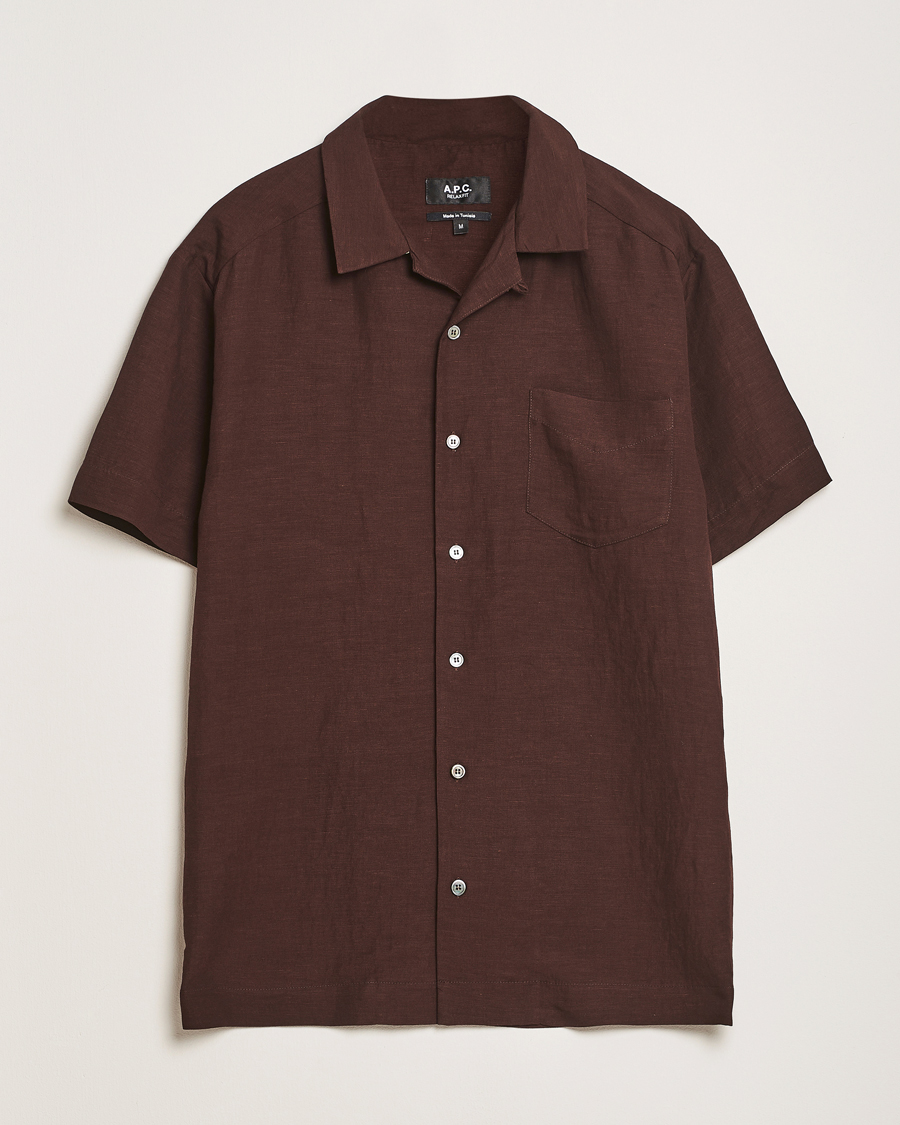 Hombres | Camisas | A.P.C. | Roy Woven Short Sleeve Shirt Brown