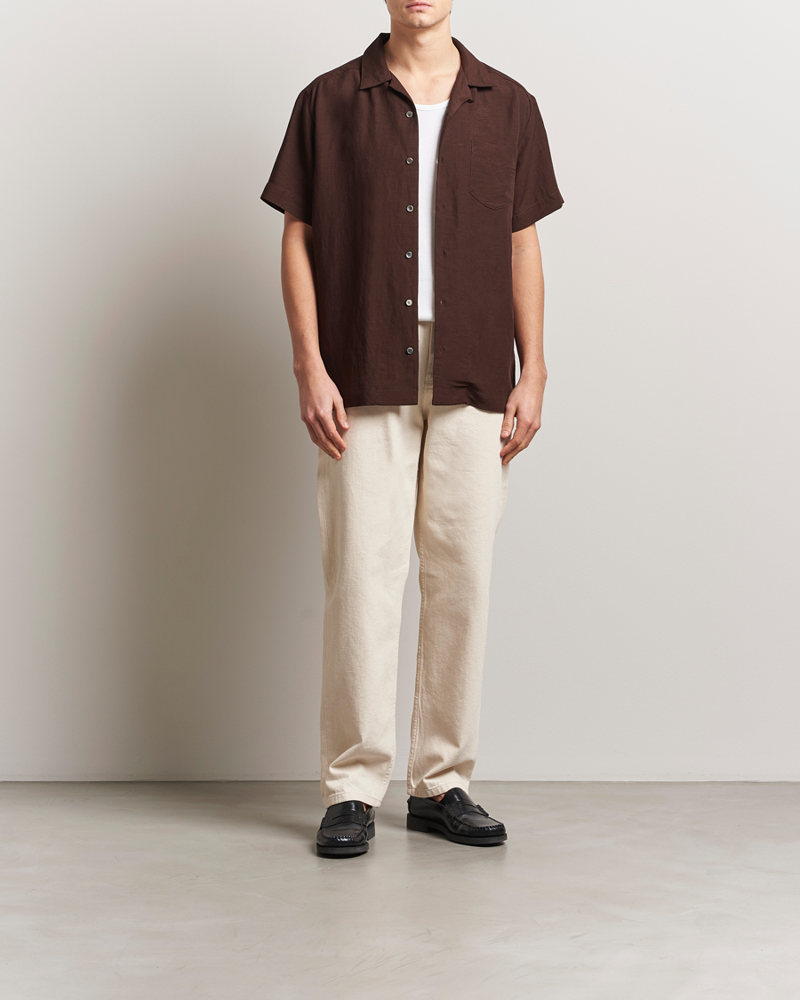Hombres | Camisas | A.P.C. | Roy Woven Short Sleeve Shirt Brown