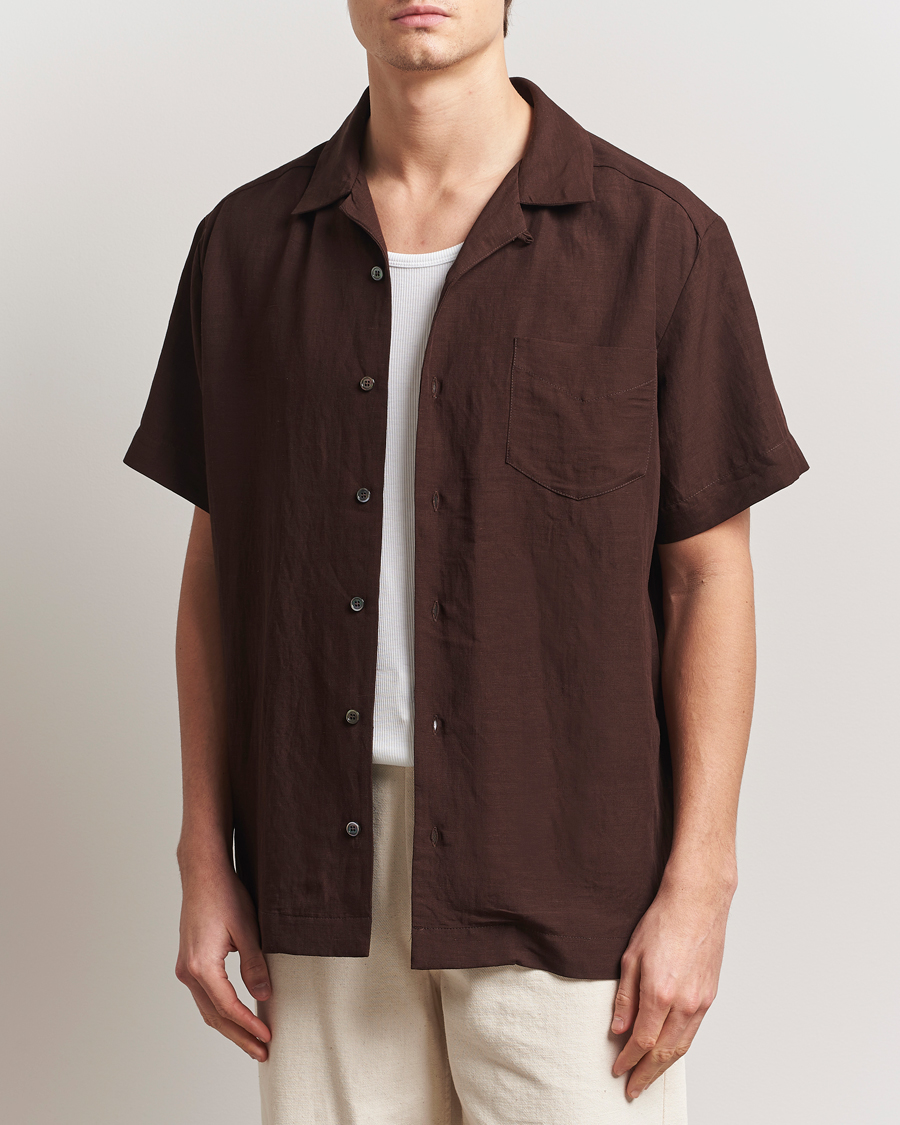 Hombres | Camisas | A.P.C. | Roy Woven Short Sleeve Shirt Brown