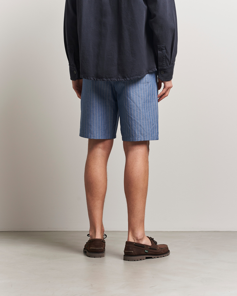 Hombres | Pantalones cortos | A.P.C. | Paul Cotton/Linen Striped Drawstring Shorts Blue