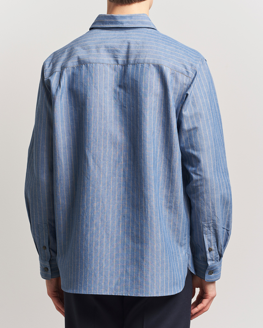 Hombres | Camisas | A.P.C. | Malo Cotton/Linen Striped Overshirt Blue