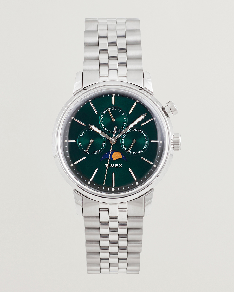 Hombres | Timex Marlin Moon Phase Quartz Steel 40mm Green Dial | Timex | Marlin Moon Phase Quartz Steel 40mm Green Dial