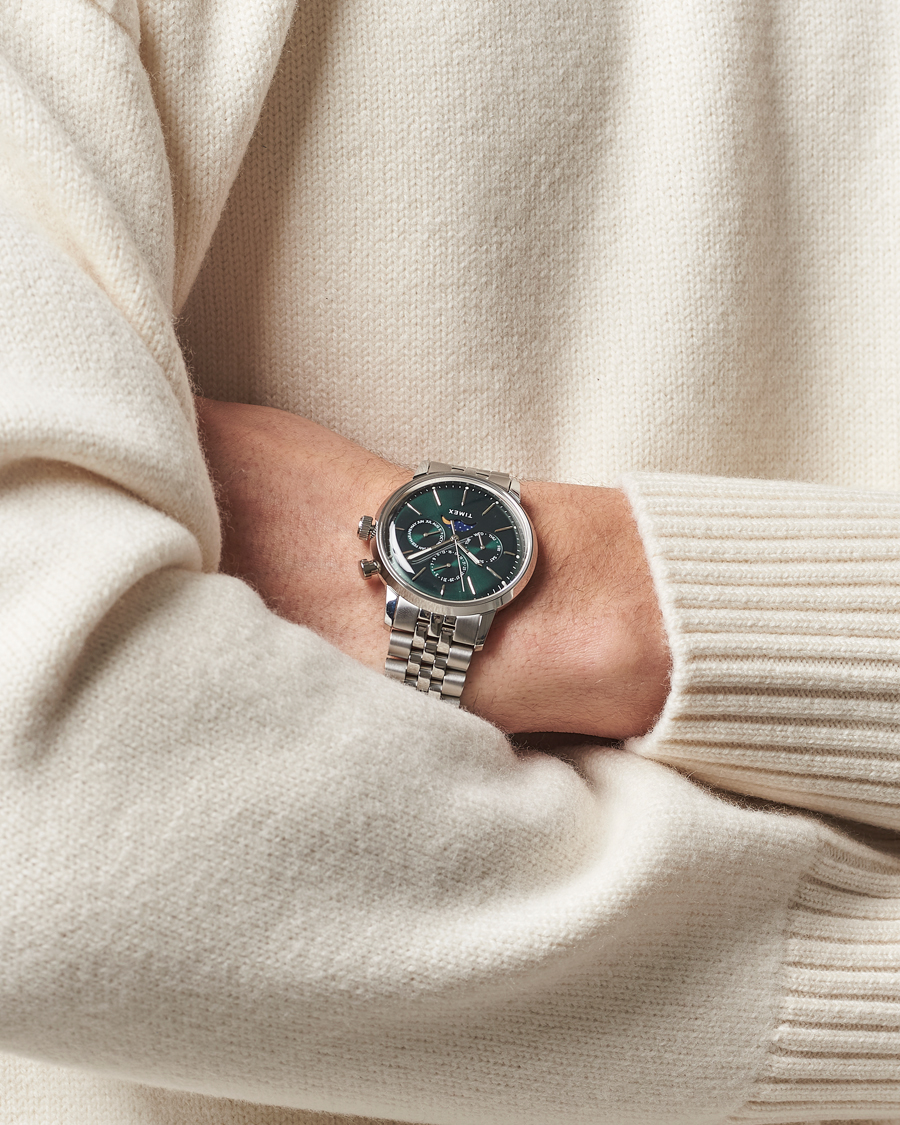 Hombres | Timex Marlin Moon Phase Quartz Steel 40mm Green Dial | Timex | Marlin Moon Phase Quartz Steel 40mm Green Dial
