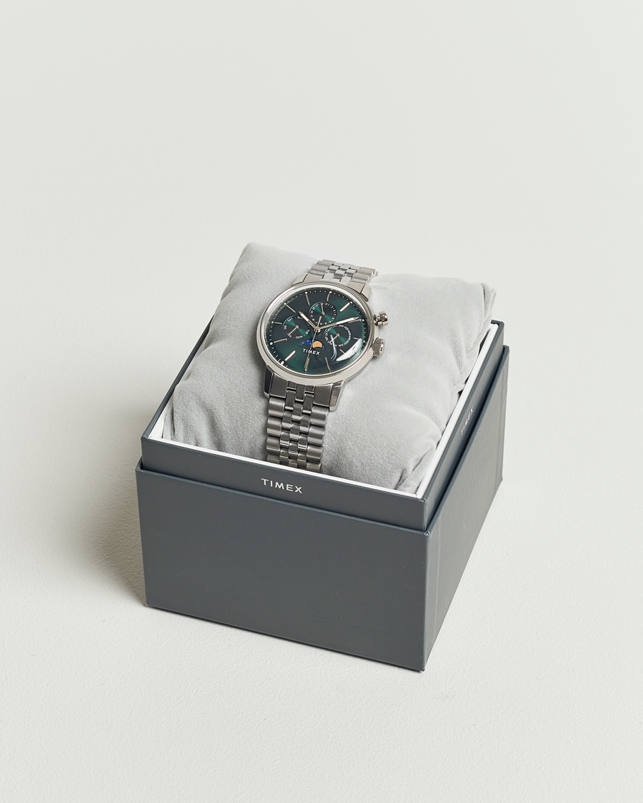 Hombres | Timex Marlin Moon Phase Quartz Steel 40mm Green Dial | Timex | Marlin Moon Phase Quartz Steel 40mm Green Dial
