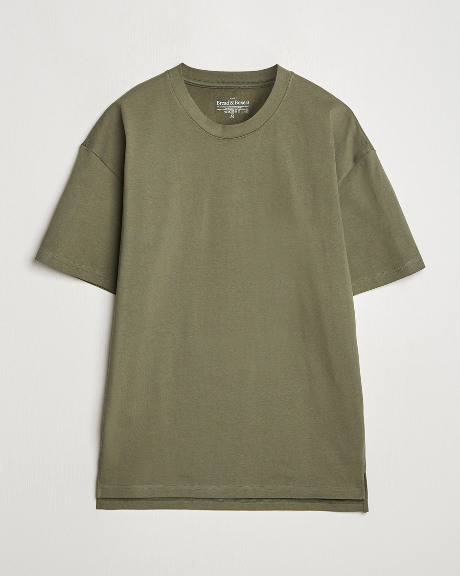 Hombres | Camisetas | Bread & Boxers | Textured Heavy Crew Neck T-Shirt Khaki Green