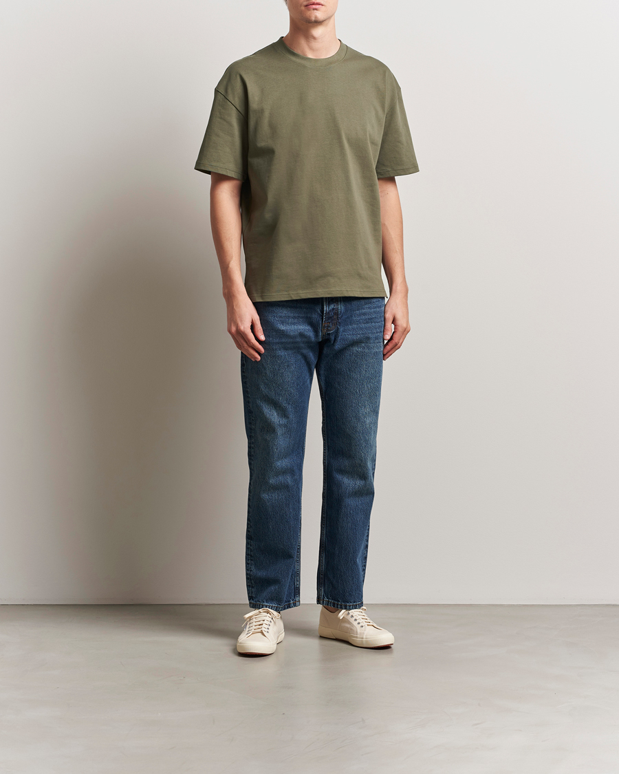 Hombres | Camisetas | Bread & Boxers | Textured Heavy Crew Neck T-Shirt Khaki Green