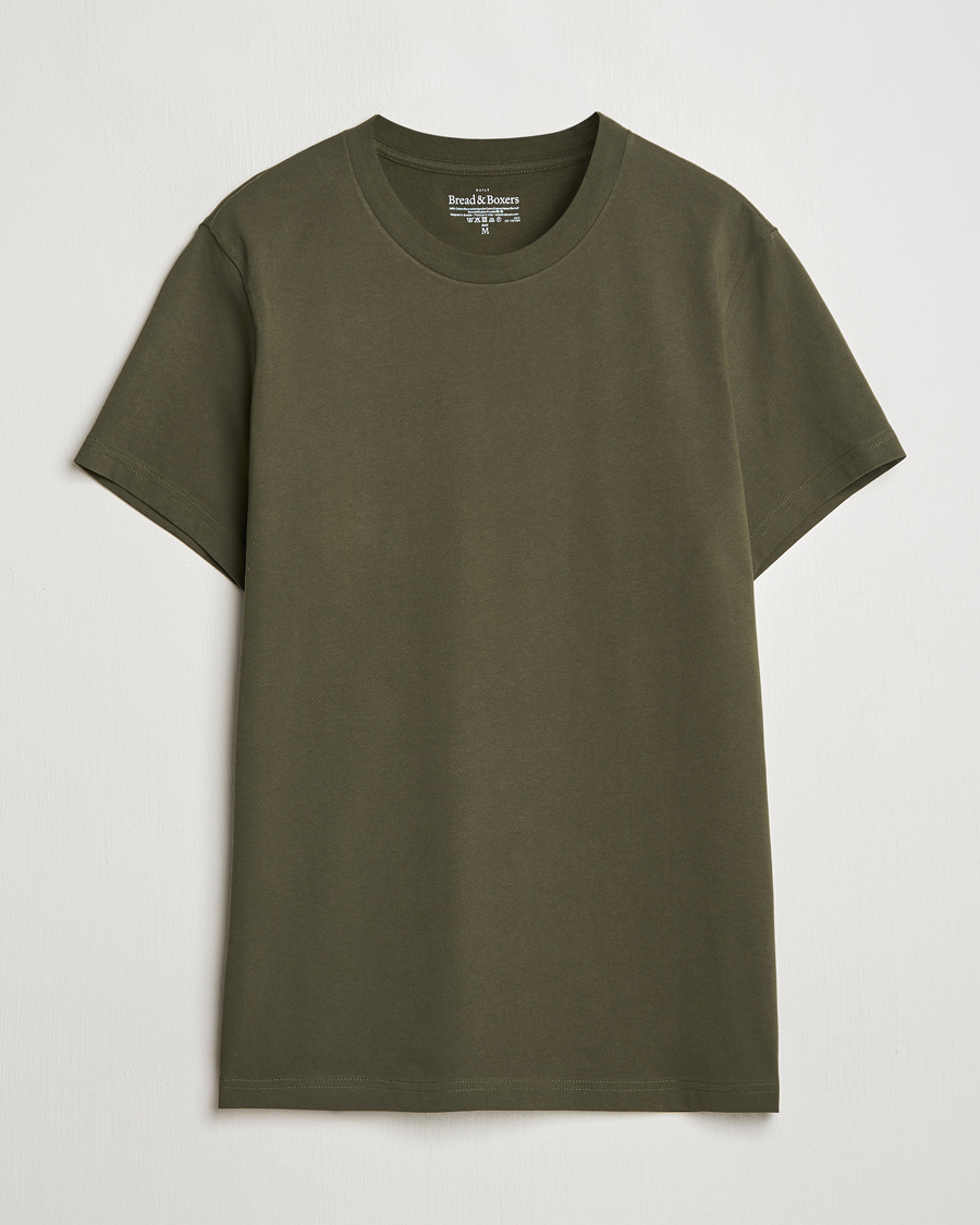 Hombres | Camisetas | Bread & Boxers | Crew Neck Regular T-Shirt Dark Army Green
