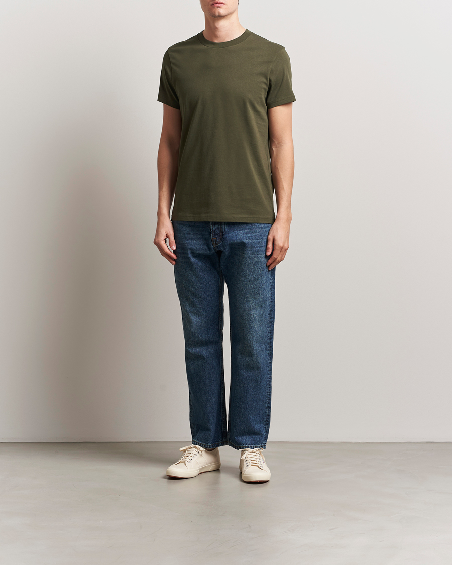 Hombres | Camisetas | Bread & Boxers | Crew Neck Regular T-Shirt Dark Army Green