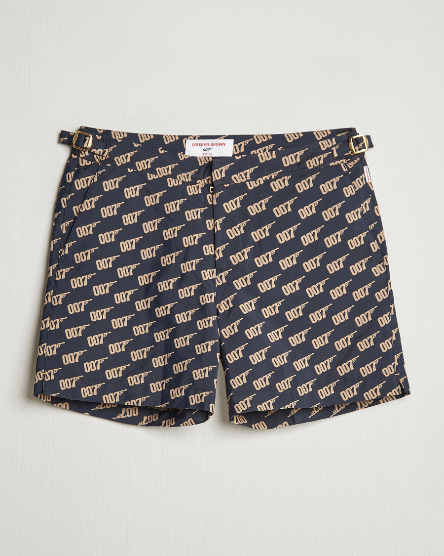 Hombres | Bañadores | Orlebar Brown | Bulldog Jaquard 007 Monogram Swimshorts Black