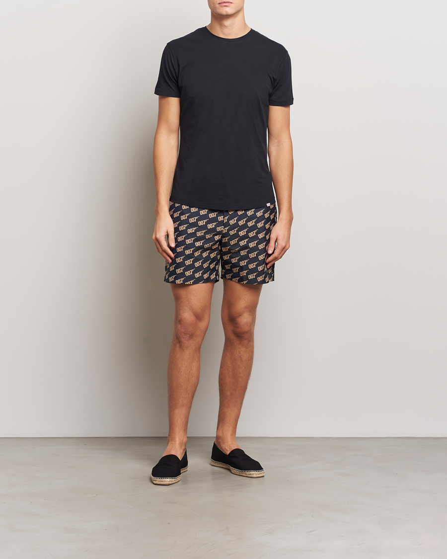 Hombres | Bañadores | Orlebar Brown | Bulldog Jaquard 007 Monogram Swimshorts Black