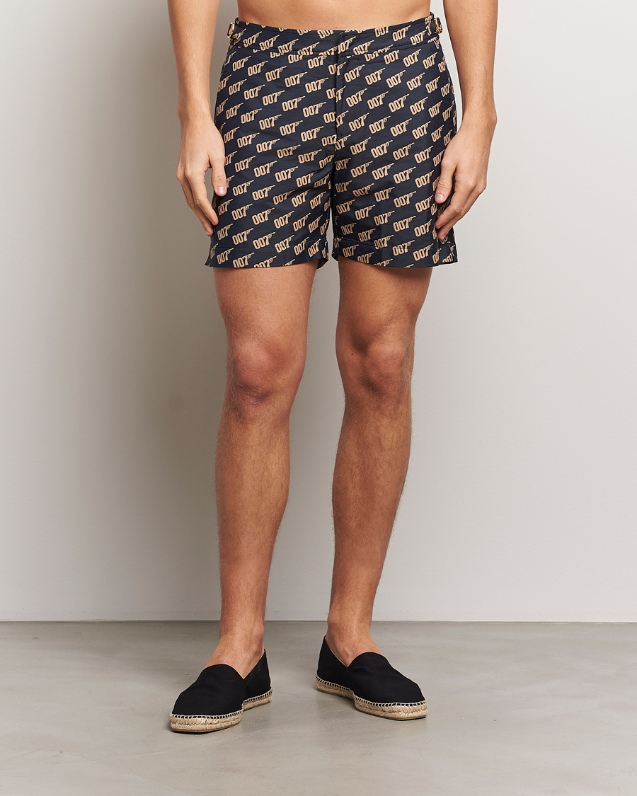 Hombres | Bañadores | Orlebar Brown | Bulldog Jaquard 007 Monogram Swimshorts Black