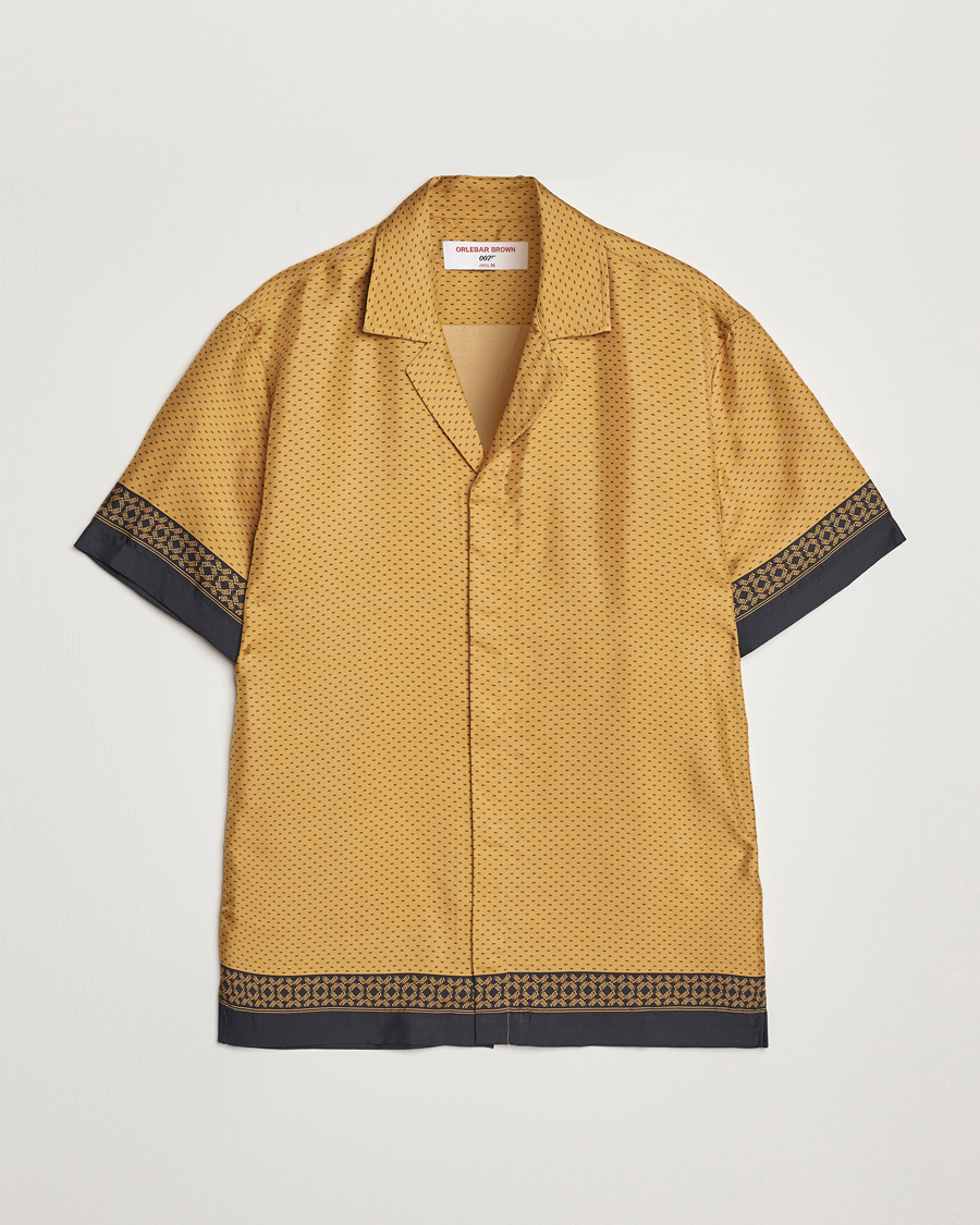 Hombres | Camisas | Orlebar Brown | Maitan Silk Gold Bullion Shirt Gold/Black