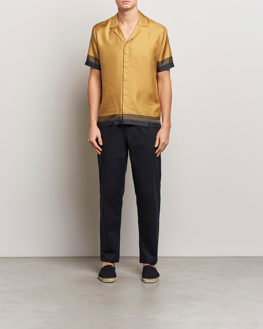 Hombres | Camisas | Orlebar Brown | Maitan Silk Gold Bullion Shirt Gold/Black
