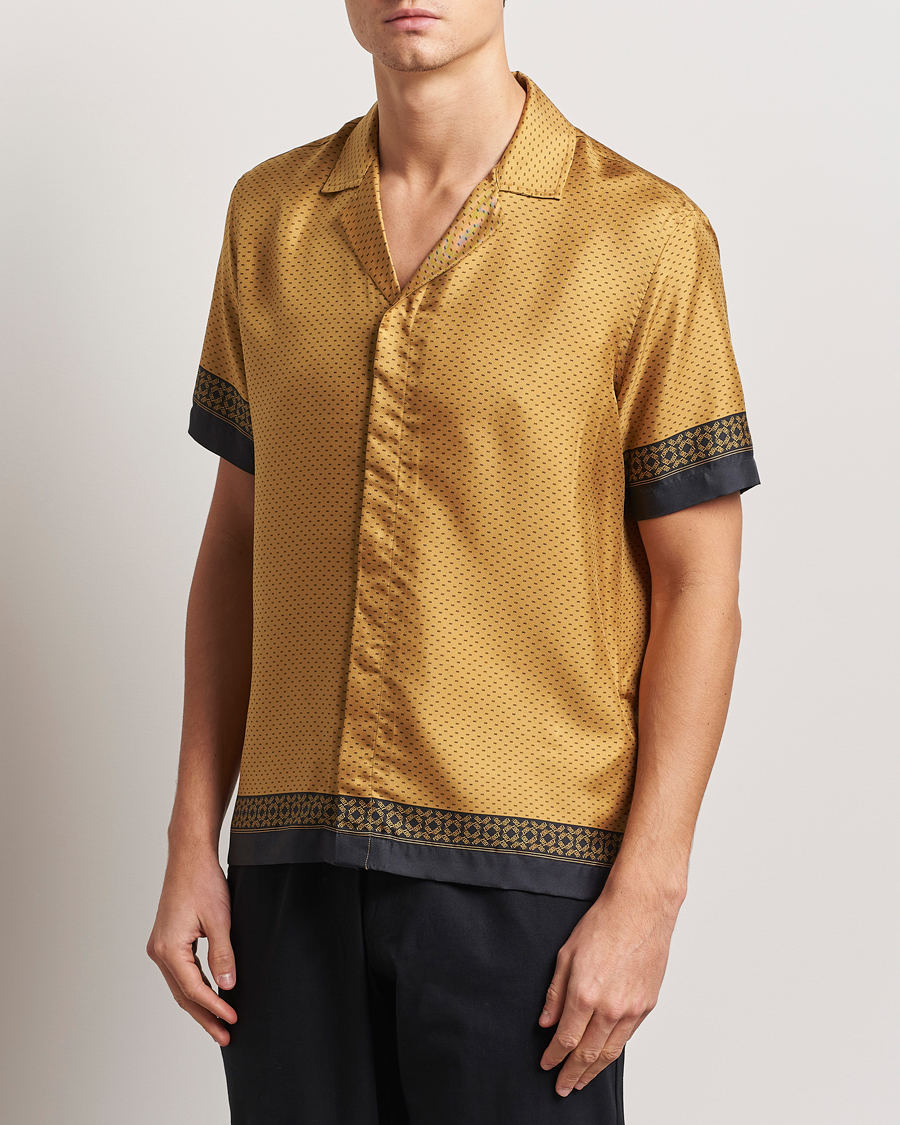 Hombres | Camisas | Orlebar Brown | Maitan Silk Gold Bullion Shirt Gold/Black