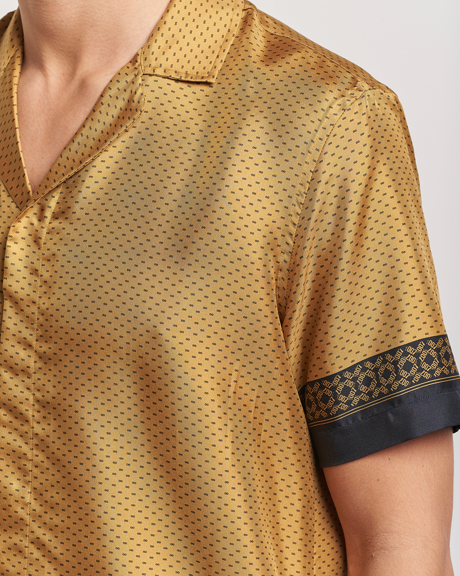 Hombres | Camisas | Orlebar Brown | Maitan Silk Gold Bullion Shirt Gold/Black