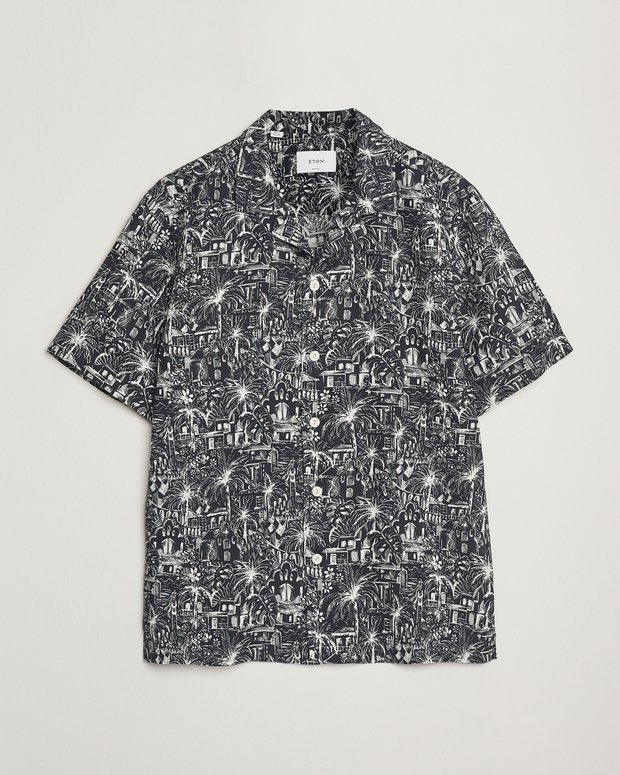 Hombres | Camisas | Eton | Resort Printed Short Sleeve Shirt Black