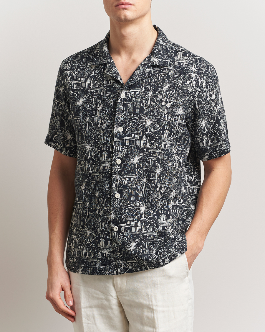 Hombres | Camisas | Eton | Resort Printed Short Sleeve Shirt Black