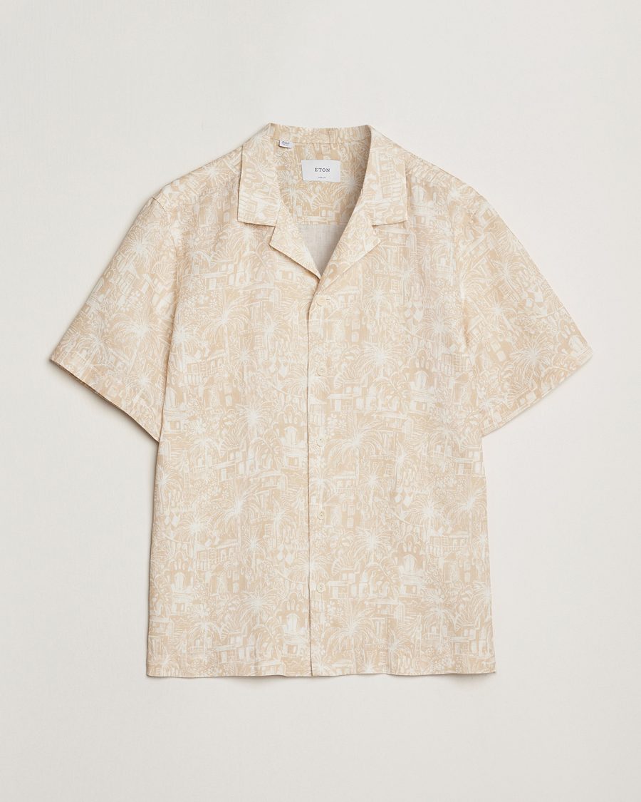 Hombres | Camisas | Eton | Resort Printed Short Sleeve Shirt Beige