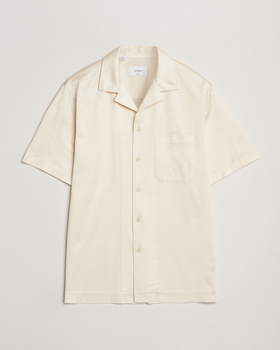 Hombres | Camisas | Eton | Filo Di Scozia Short Sleeve Shirt Off White