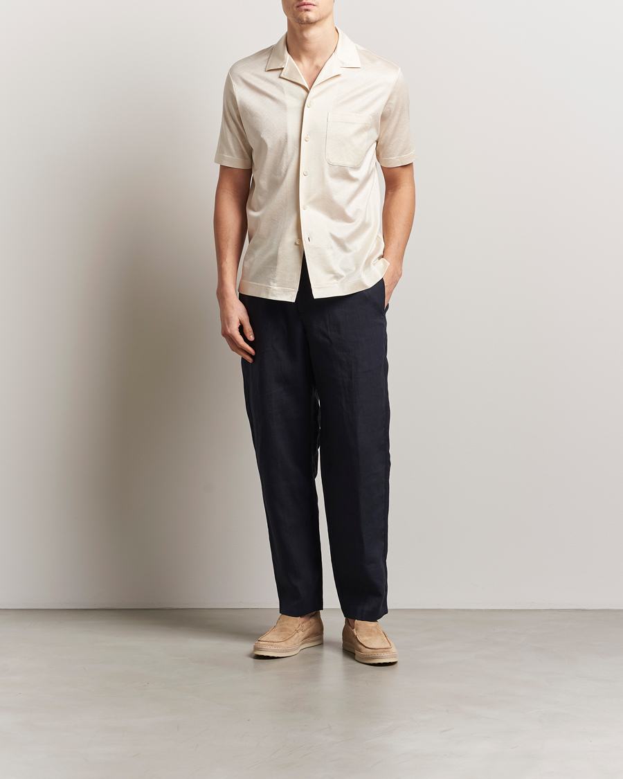 Hombres | Camisas | Eton | Filo Di Scozia Short Sleeve Shirt Off White