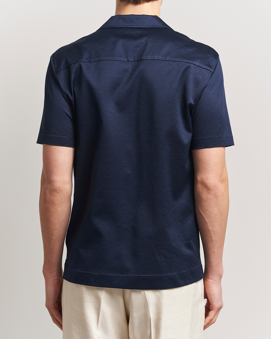 Hombres | Camisas | Eton | Filo Di Scozia Short Sleeve Shirt Navy Blue