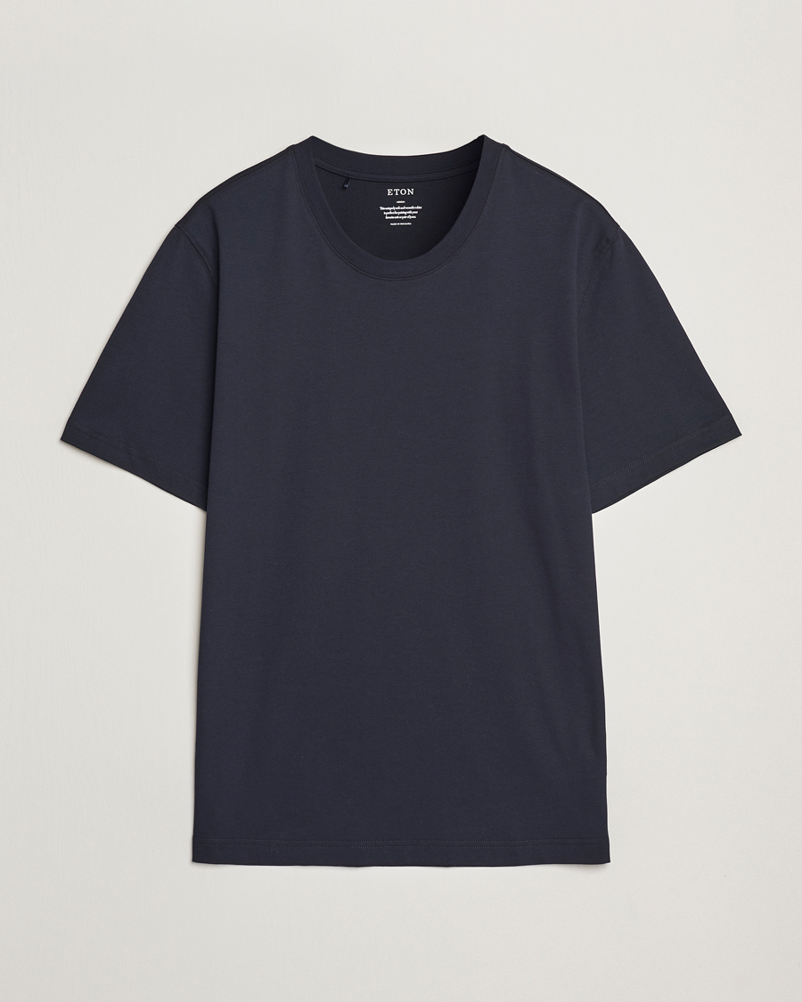 Hombres | Camisetas | Eton | Mercerized Jersey Crew Neck T-Shirt Navy Blue