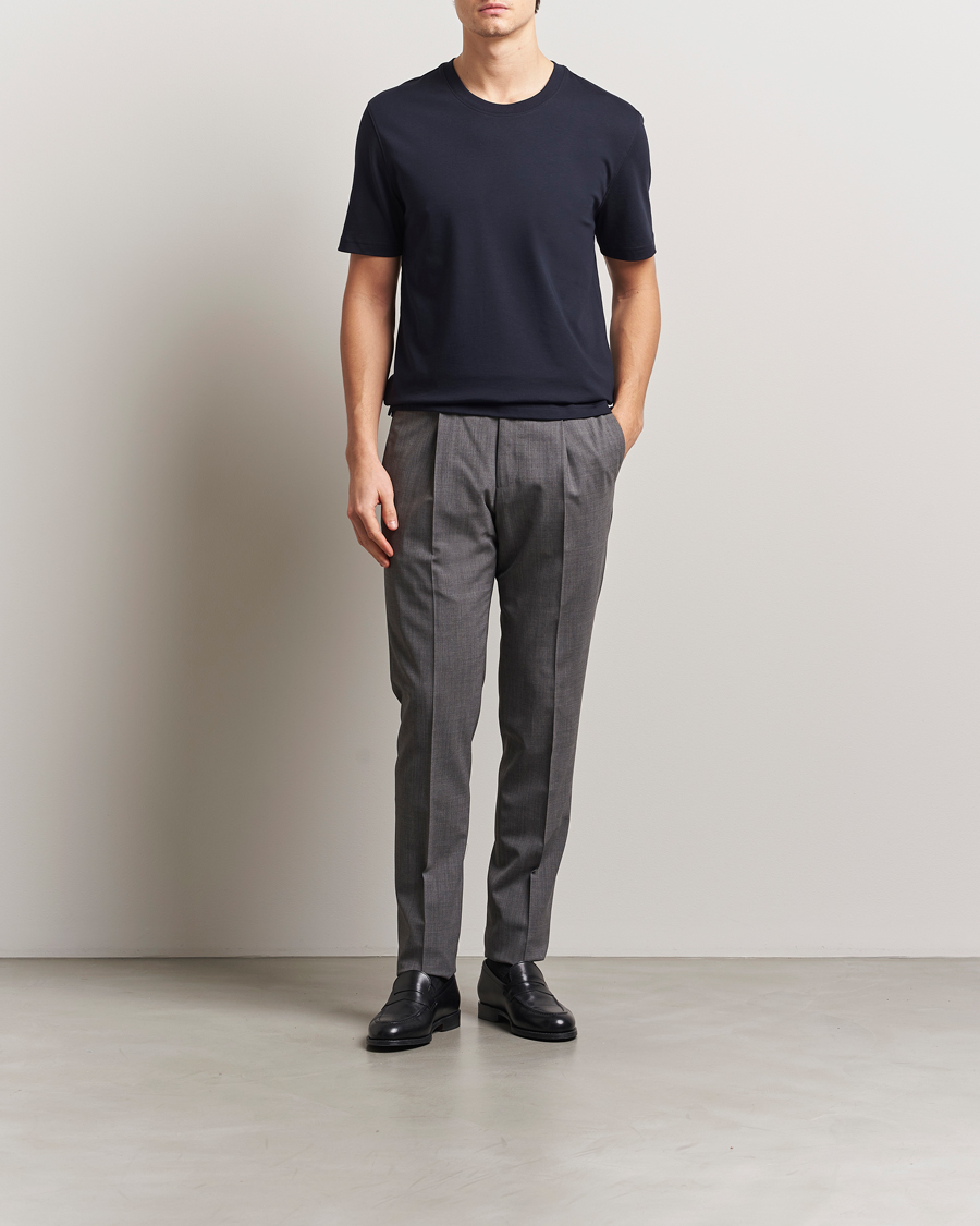 Hombres | Camisetas | Eton | Mercerized Jersey Crew Neck T-Shirt Navy Blue
