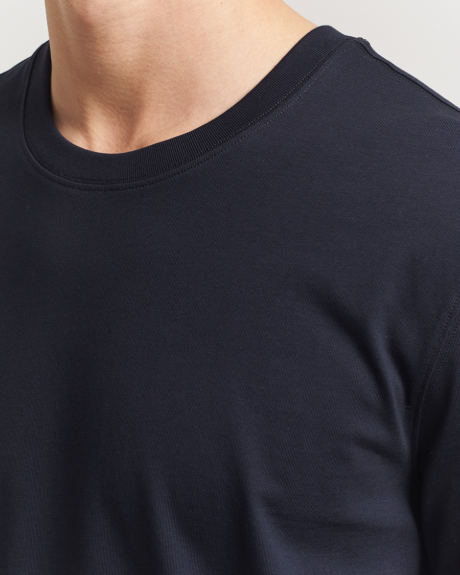 Hombres | Camisetas | Eton | Mercerized Jersey Crew Neck T-Shirt Navy Blue