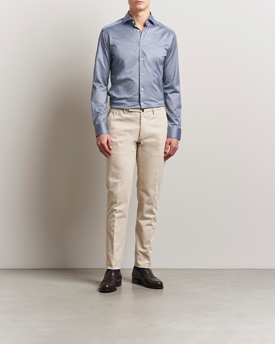 Hombres | Camisas | Eton | Filo Di Scozia Oxford Shirt Dark Blue