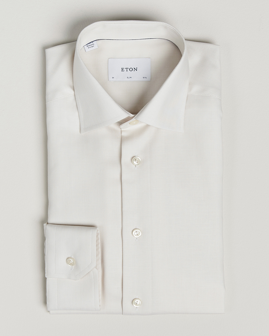 Hombres | Camisas | Eton | Slim Fit Fine Twill Shirt Off White Melange