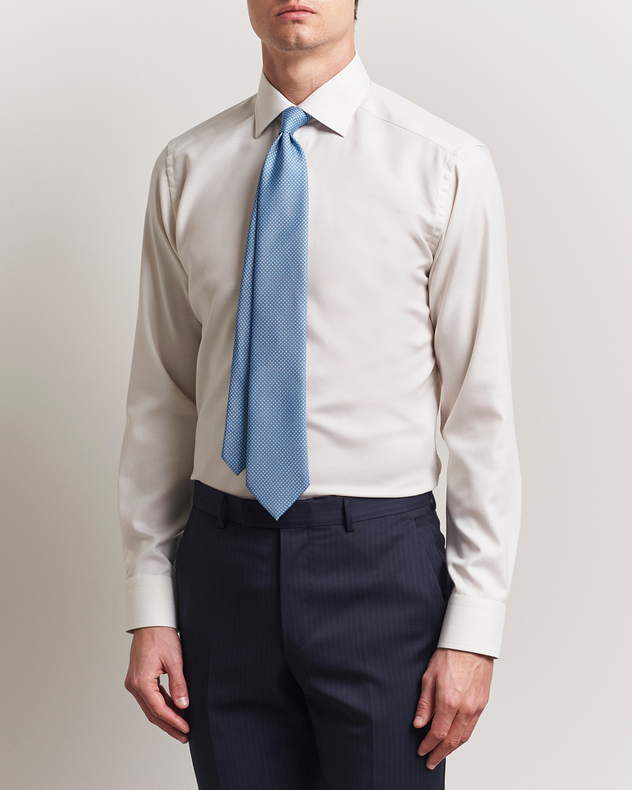 Hombres | Camisas | Eton | Slim Fit Fine Twill Shirt Off White Melange
