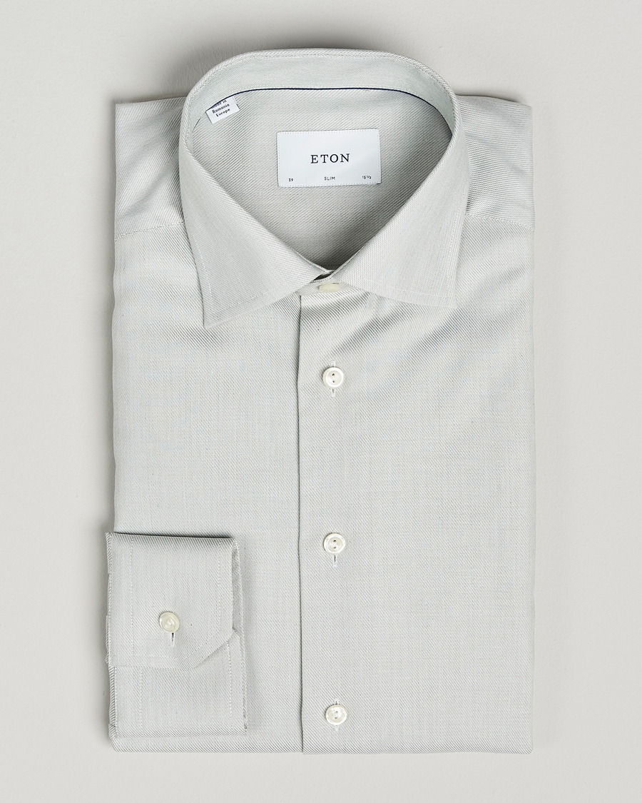 Hombres | Camisas | Eton | Slim Fit Fine Twill Shirt Light Green Melange