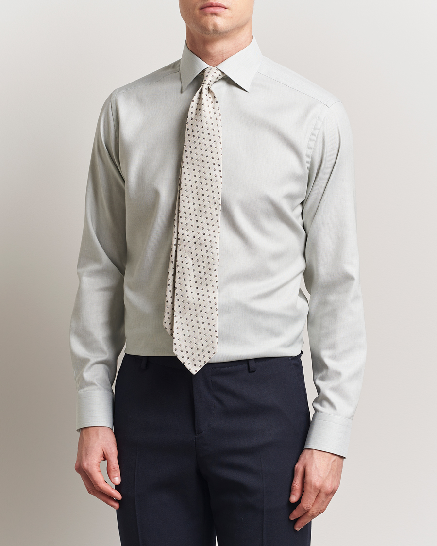 Hombres | Camisas | Eton | Slim Fit Fine Twill Shirt Light Green Melange