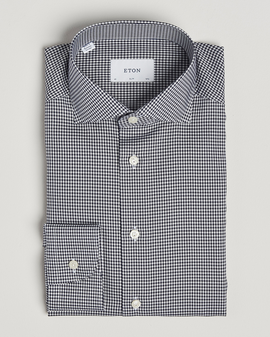 Hombres | Camisas | Eton | Slim Fit Checked Signature Shirt Dark Blue/White