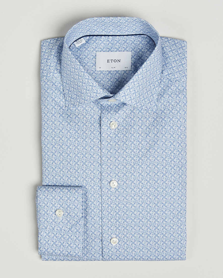 Hombres | Camisas | Eton | Slim Fit Signature Twill Printed Shirt Light Blue