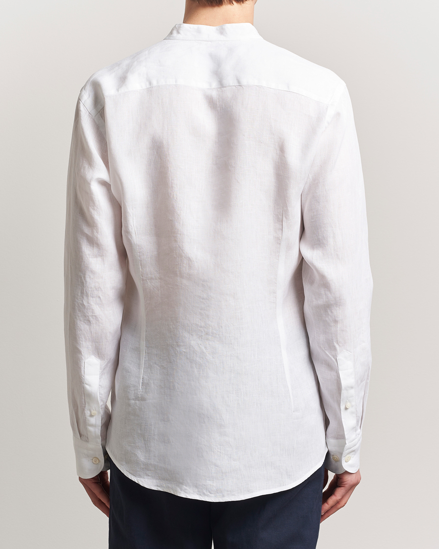 Hombres | Camisas | Eton | Slim Fit Linen Band Collar Shirt White