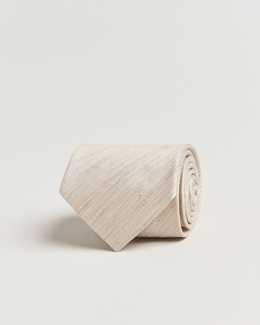Hombres | Eton Silk/Linen Tie Beige | Eton | Silk/Linen Tie Beige