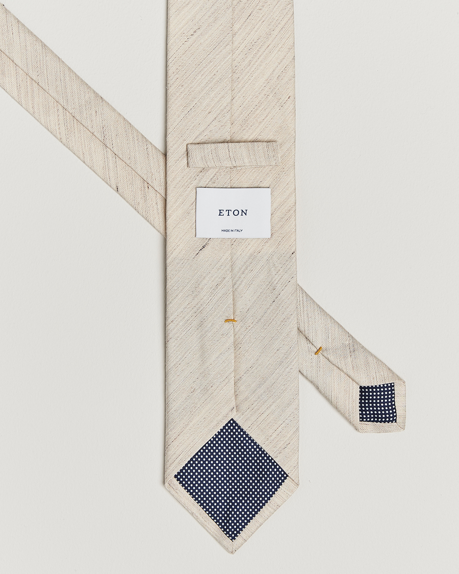 Hombres | Eton Silk/Linen Tie Beige | Eton | Silk/Linen Tie Beige