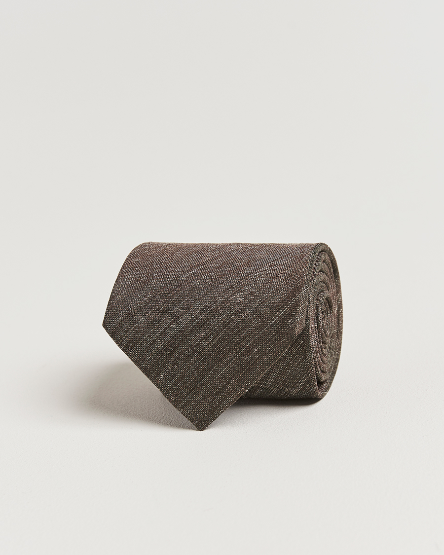 Hombres | Eton Silk/Linen Tie Brown | Eton | Silk/Linen Tie Brown