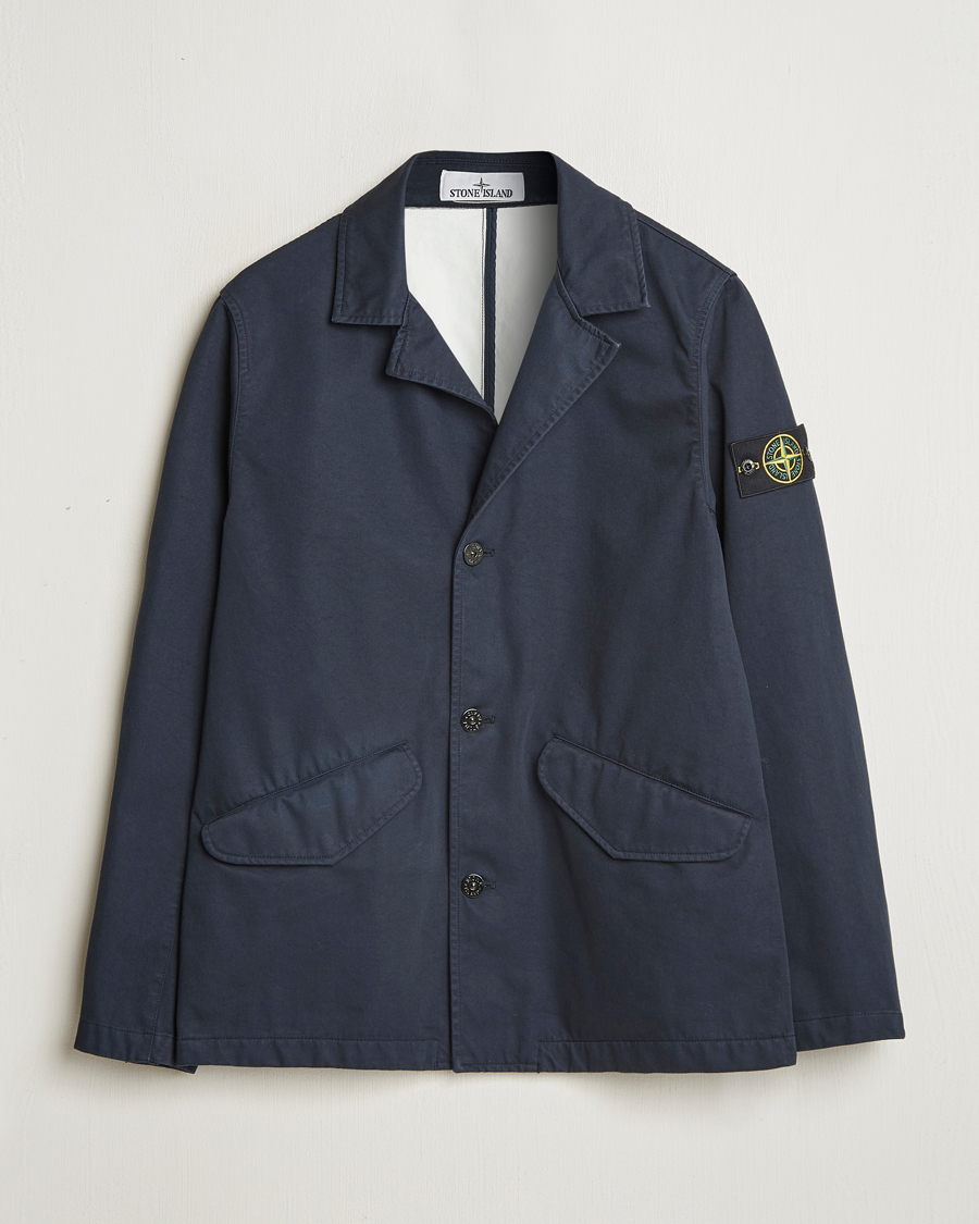 Hombres | Abrigos y chaquetas | Stone Island | Raso Gommato 3L Cotton Blazer Jacket Navy Blue