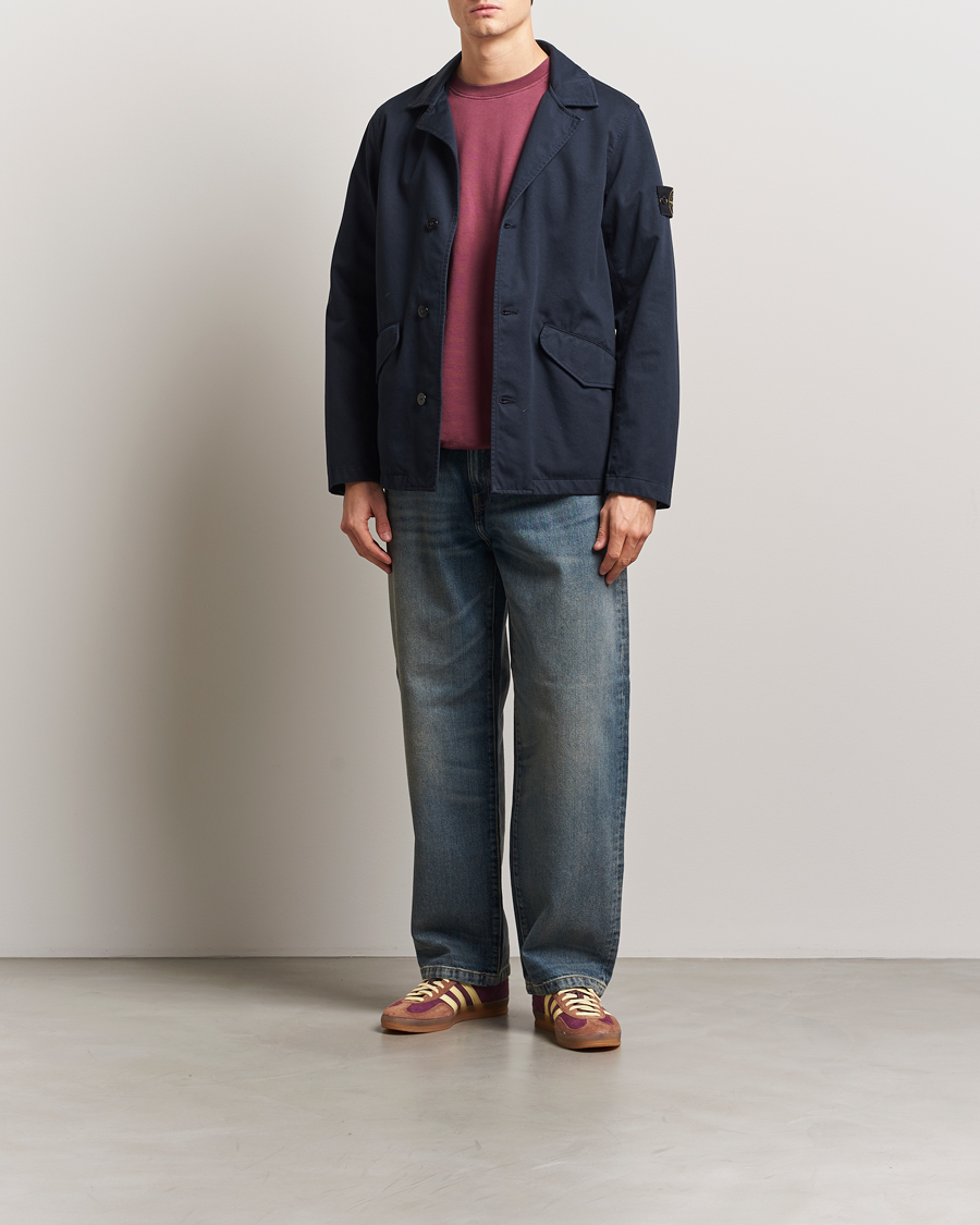 Hombres | Abrigos y chaquetas | Stone Island | Raso Gommato 3L Cotton Blazer Jacket Navy Blue