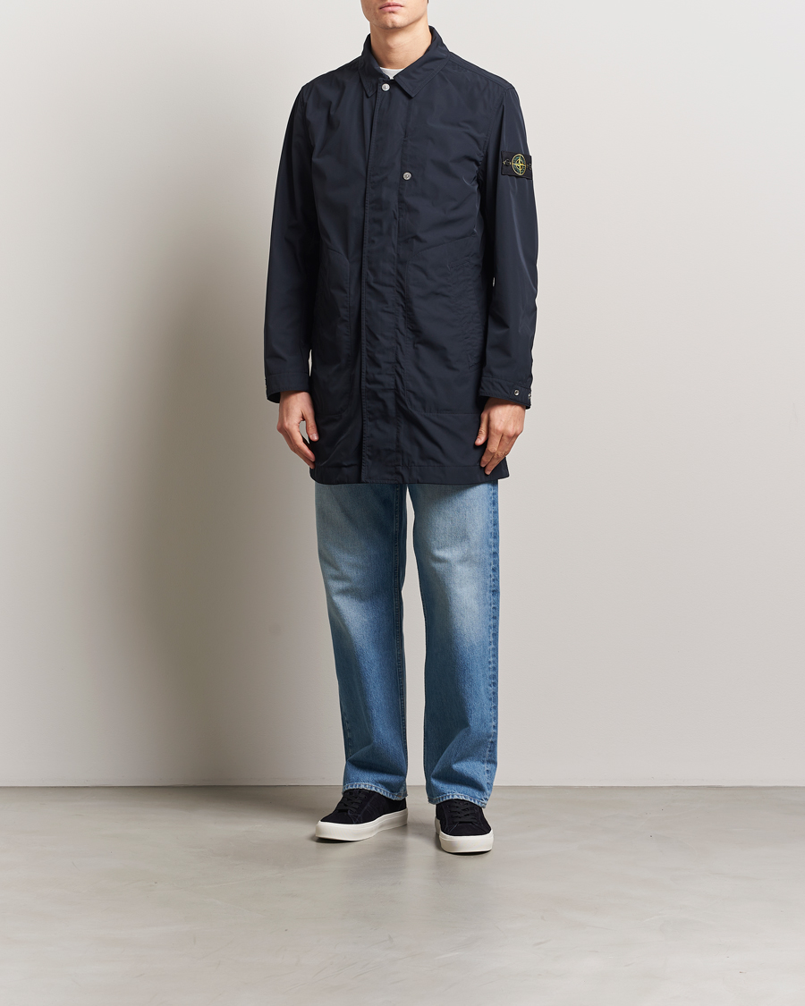 Hombres | Abrigos y chaquetas | Stone Island | Micro Twill Long Coat Navy Blue