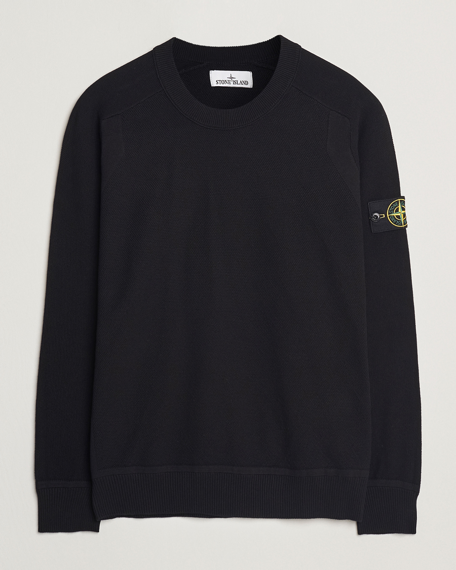 Hombres | Jerséis y prendas de punto | Stone Island | Micro Stitch Organic Cotton Crew Black
