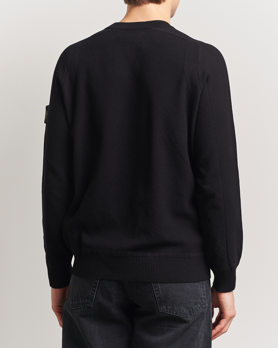 Hombres | Jerséis y prendas de punto | Stone Island | Micro Stitch Organic Cotton Crew Black