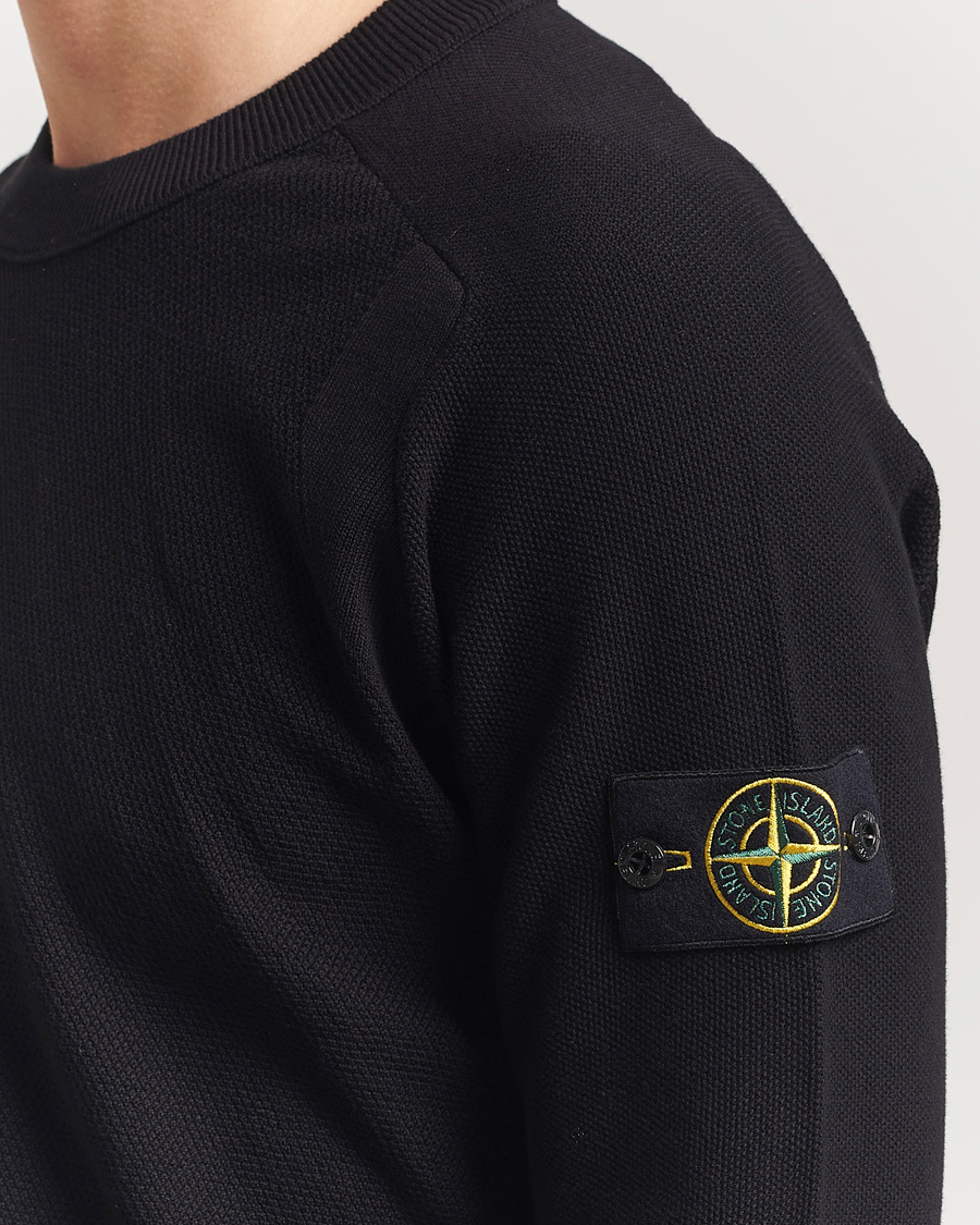 Hombres | Jerséis y prendas de punto | Stone Island | Micro Stitch Organic Cotton Crew Black