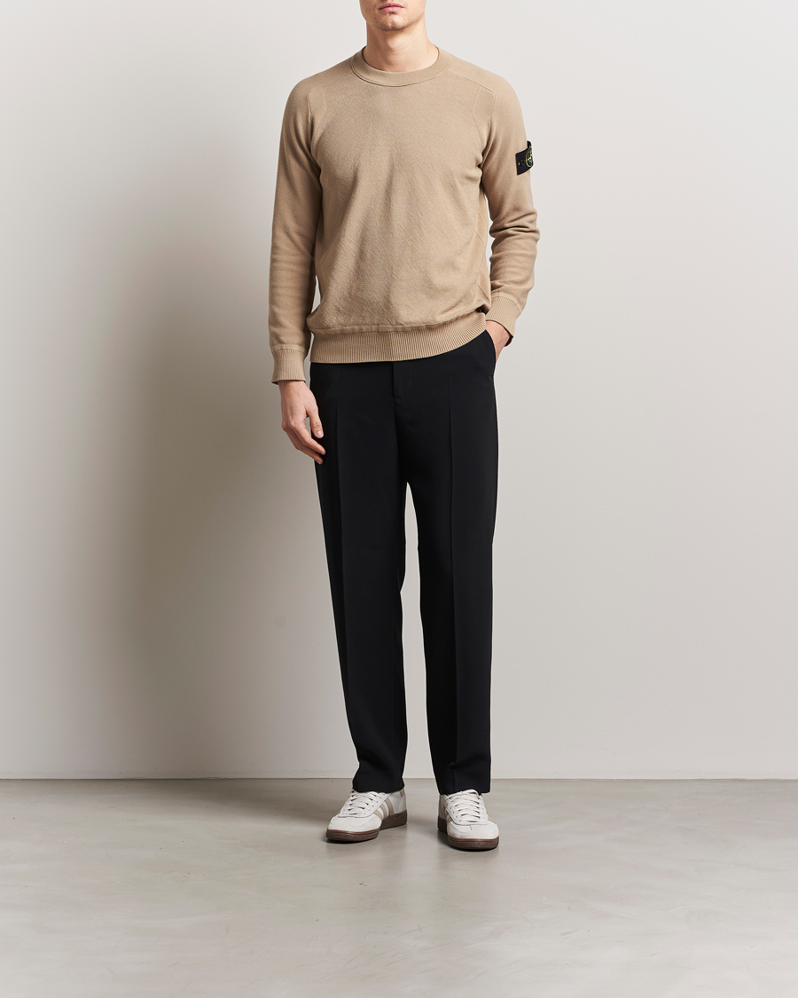 Hombres | Jerséis y prendas de punto | Stone Island | Micro Stitch Organic Cotton Crew Biscuit
