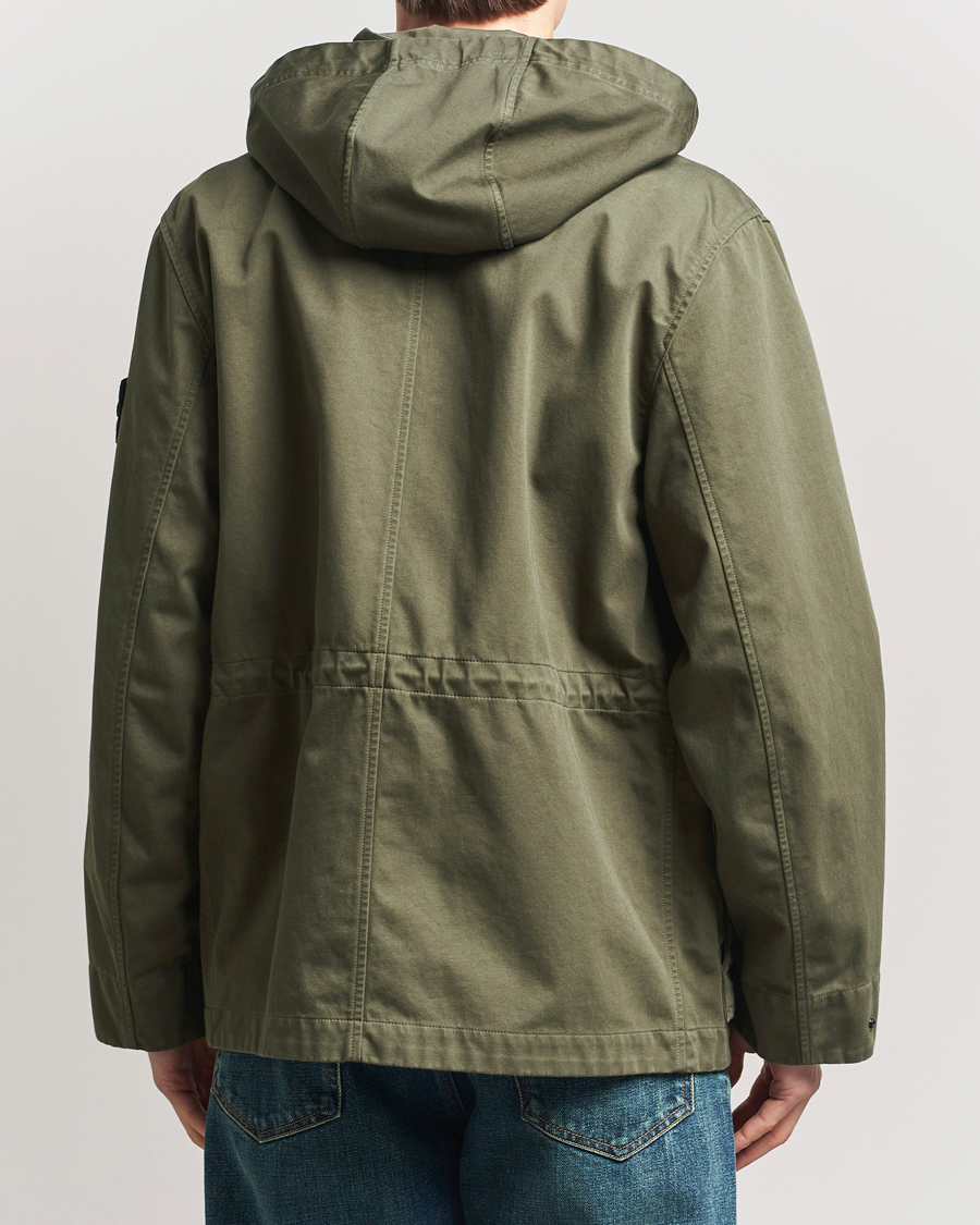 Hombres | Abrigos y chaquetas | Stone Island | Raso Gommato 3L Cotton Hooded Field Jacket Military Green
